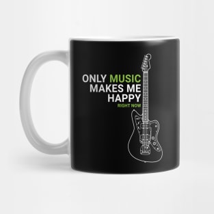 Only Music Makes Me Happy Offset Style Electric Guitar Outline Mug